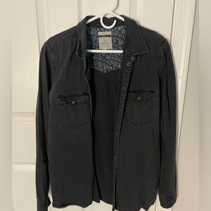 American Eagle Black Jean Shacket